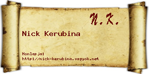 Nick Kerubina névjegykártya
